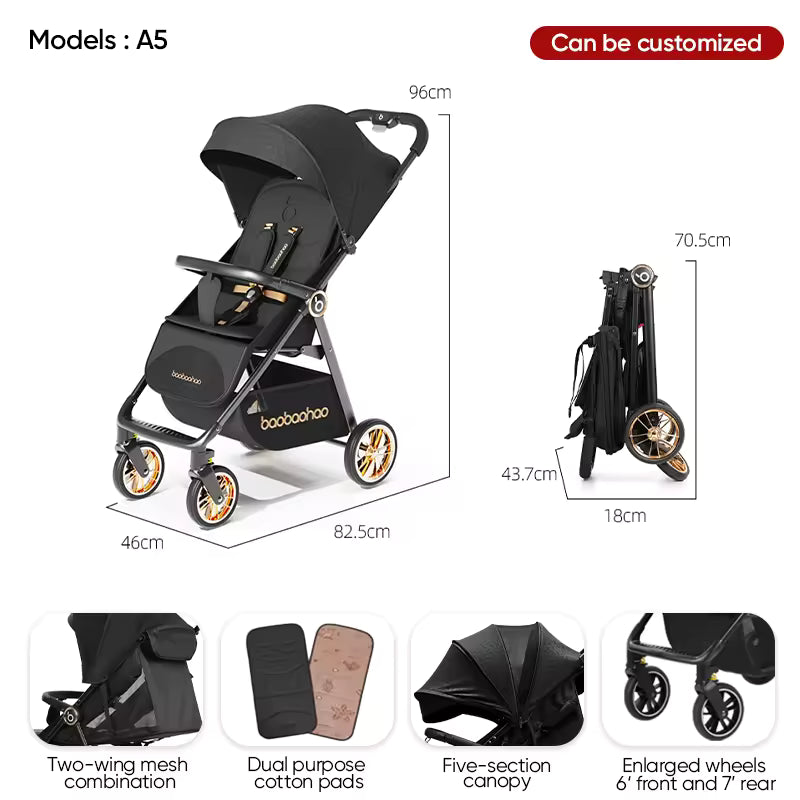 Baby Stroller Lightweight Easy to Fold Compact Light Weight Strollers Buggy Portable Travel Stroller for Airplane Kid