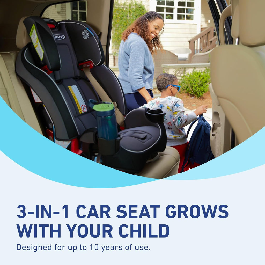 3-in-1 Convertible Car Seat, Space Saving Design, Forward & Rear-Facing, Highback Booster Option – Purple