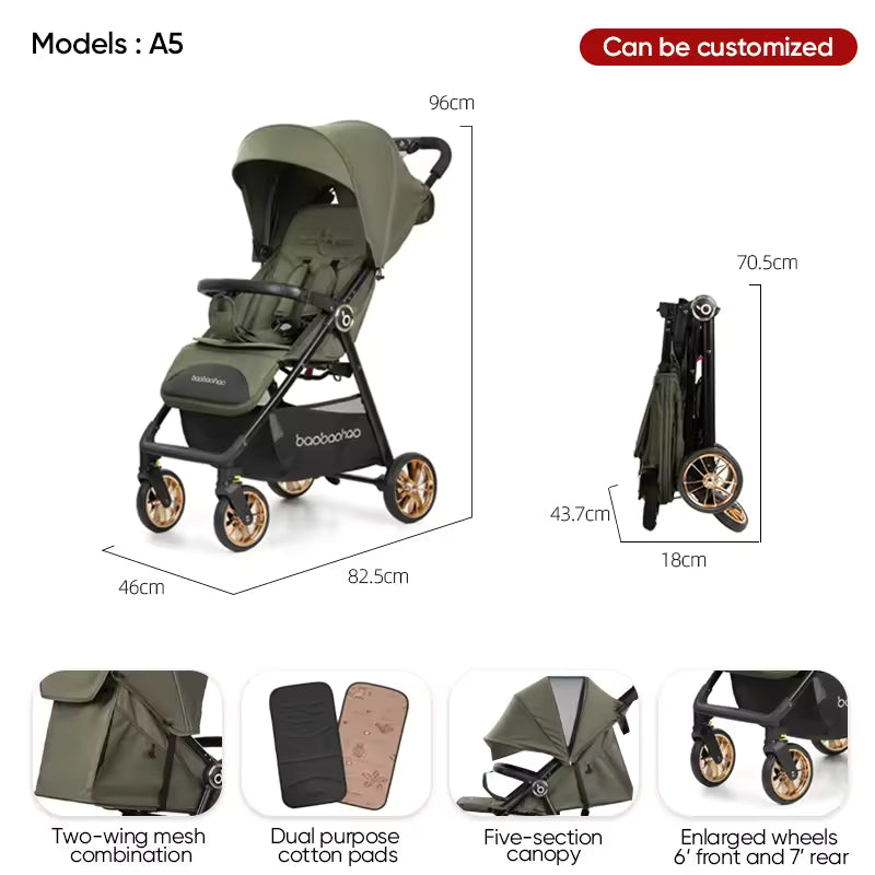 Baby Stroller Lightweight Easy to Fold Compact Light Weight Strollers Buggy Portable Travel Stroller for Airplane Kid