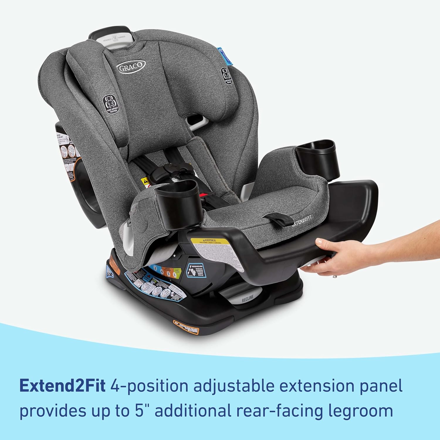 Baby Car Seat, Rear and Forward Facing, Adjustable Extension Panel for Extra Legroom, Gotham