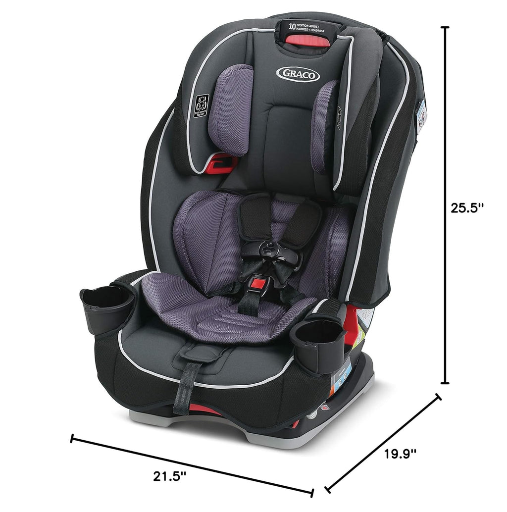 3-in-1 Convertible Car Seat, Space Saving Design, Forward & Rear-Facing, Highback Booster Option – Purple