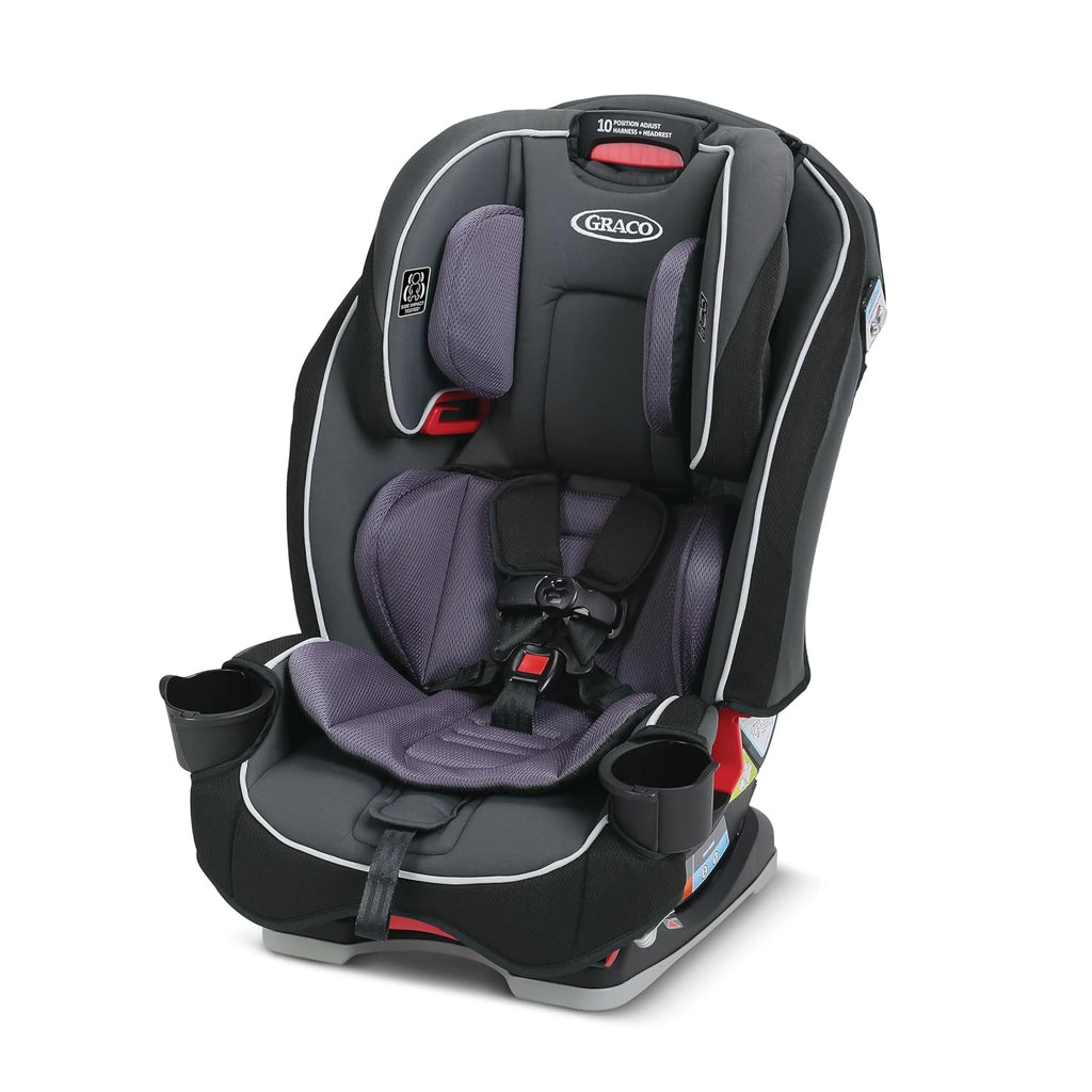 3-in-1 Convertible Car Seat, Space Saving Design, Forward & Rear-Facing, Highback Booster Option – Purple
