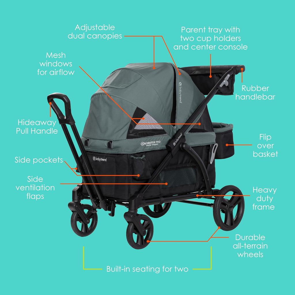 Baby Trend Navigator PRO 2-in-1 Stroller Wagon, Dash Sage