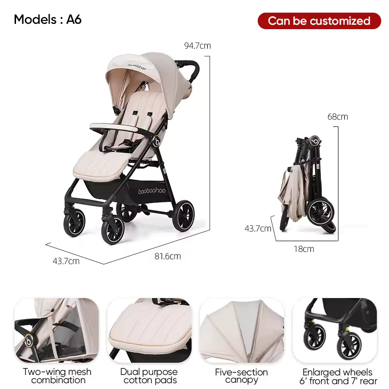 Baby Stroller Lightweight Easy to Fold Compact Light Weight Strollers Buggy Portable Travel Stroller for Airplane Kid