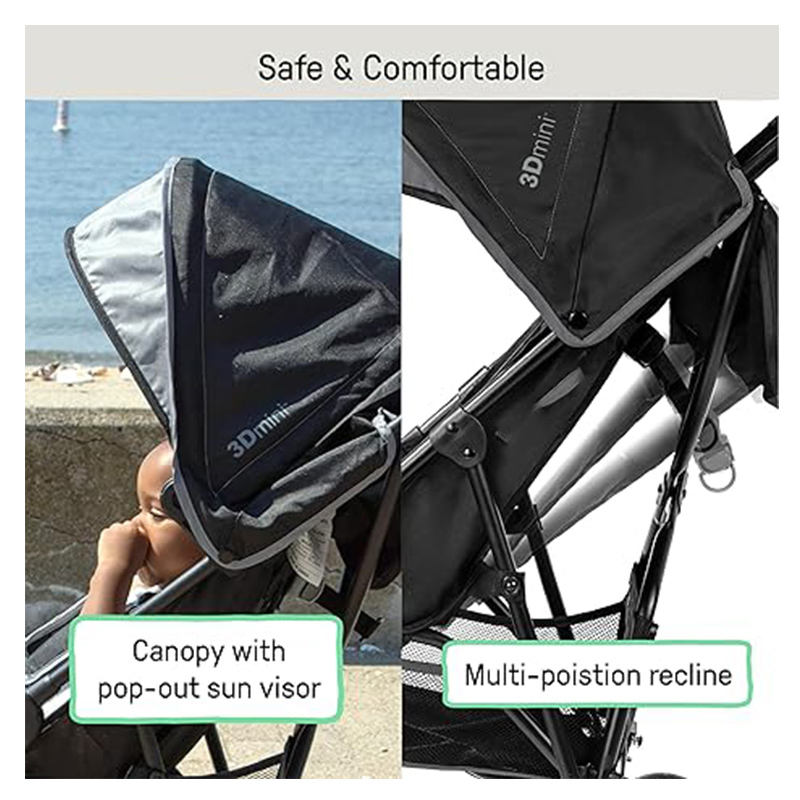 Travel 3D Mini Convenience Stroller Lightweight Stainless Steel Frame Foldable Compact Multi-Position Recline Canopy Pop Sun 0-3